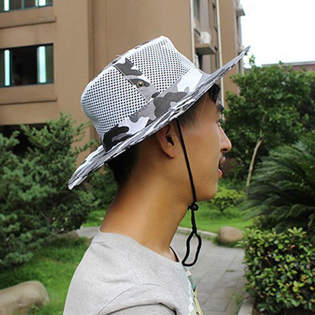 Men Women Sun Protection Hat Wide Brim Bucket Hat Fishing Hats Mesh Hats