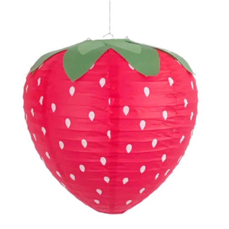 Farol de papel con de fresa en 3D, farol colgante plegable, suministros de con temática de fruta