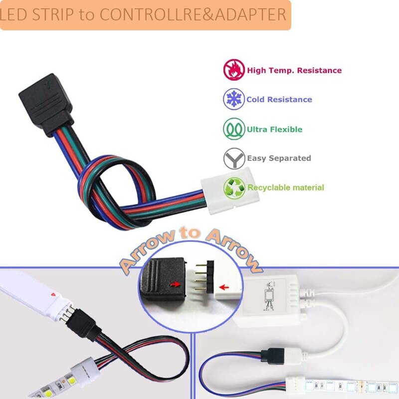 Led Strip Connector Kit 4-Pin Connector 10 Mm Solderless Connector Compleet Kit Geschikt Voor Led Strip Quick Connection