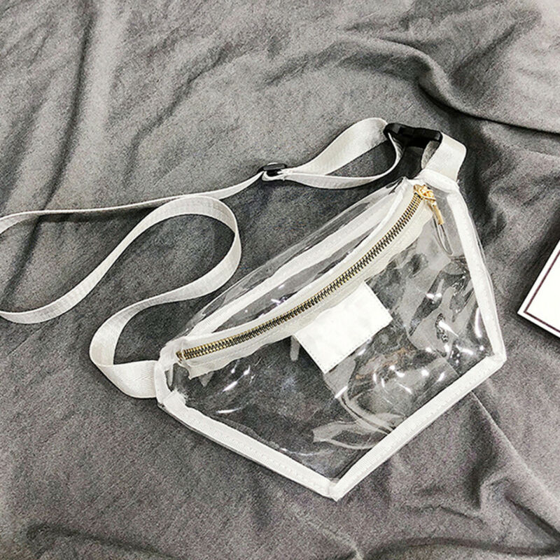 3 farver kvinder klar gennemsigtig pvc lynlås cross body talje pakker kvindelige piger fanny pack pung talje pack bælte bum bag