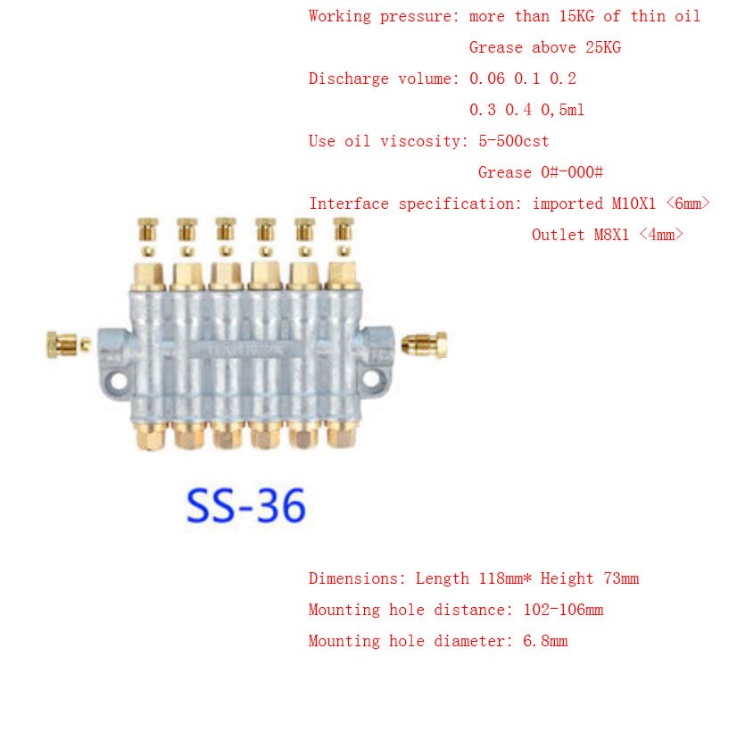 1PC Volumetric Oil Distributor 2-6 Way Lube Oil Piston Distributor Value Manifold Block For Lube Pump CNC Machine Tool Lathe: 10
