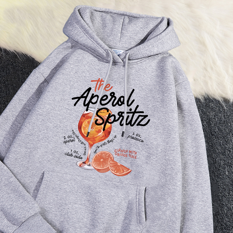 Sweat à capuche d'hiver pour femme The Aperol Spritz rétro Cocktail impression sweat poche ample polaire pull Kawaii vêtements de sport