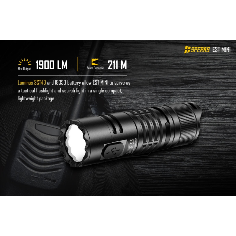 Speras edc-lommelykt anslått mini 1900 lumen bakbryter ledet-lommelykt usb c oppladbar liten lommelykt til camping