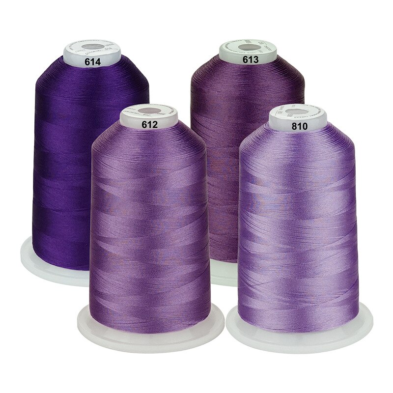 Simthread Embroidery Machine Thread 100% polyester HUGE Spool 5000 Meters 4 Colors Pack: Purple series