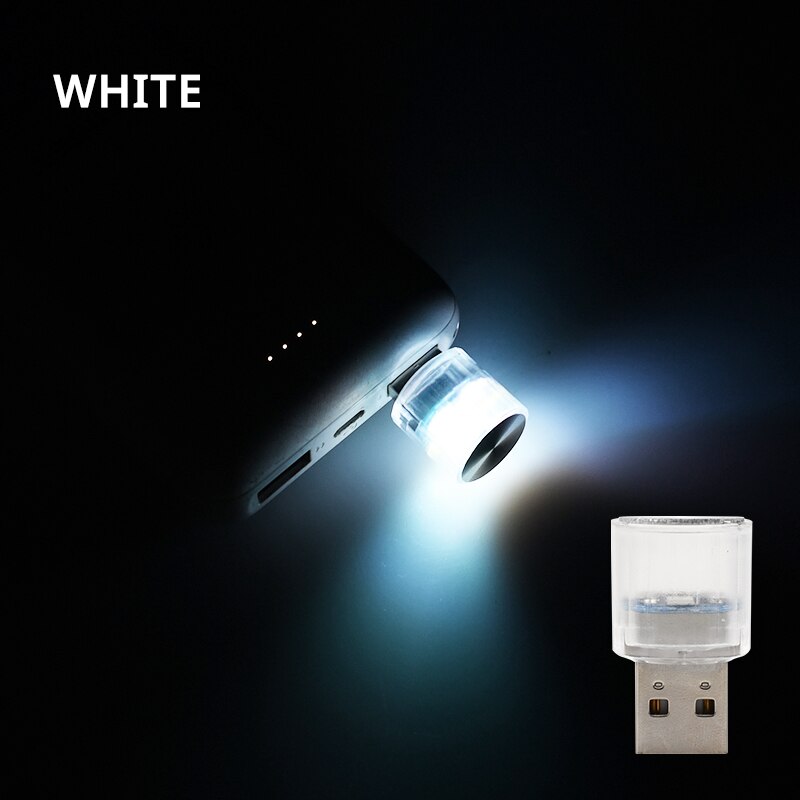 Samochodowa Mini lampy dekoracyjne oświetlenie otoczenia LED USB do środowiska wewnętrznego Auto komputer stancjonarny lampka przenośna wtyczka typu Plug Play: WHITE