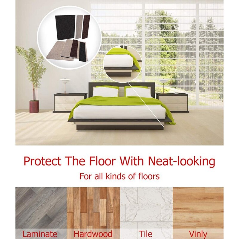 Coussinets de meubles 18 pièces-tapis de feutre auto-adhésif feutre coussinets de meubles grande taille Anti rayures protecteurs de sol pour chaise