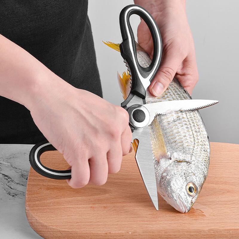Tijeras de cocina multifuncionales, cuchillo de corte de acero inoxidable para pescado, pollo, Chef, dispositivo, herramientas, accesorios, botella abierta