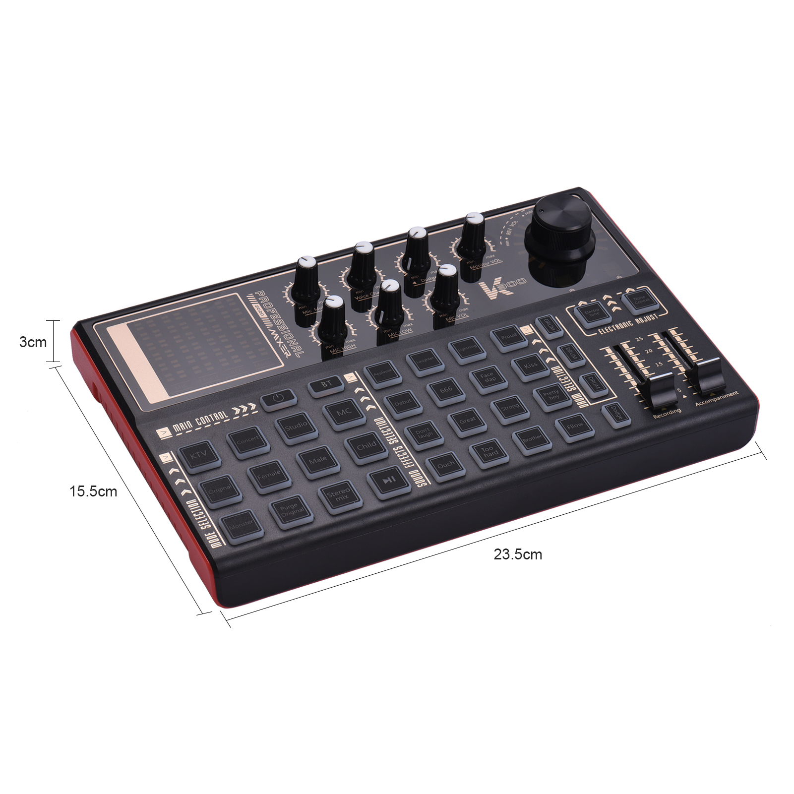 SK300 Live Sound Card External Voice Changer Audio Mixer Built-in Battery Multiple Sound Effects for Music Recording