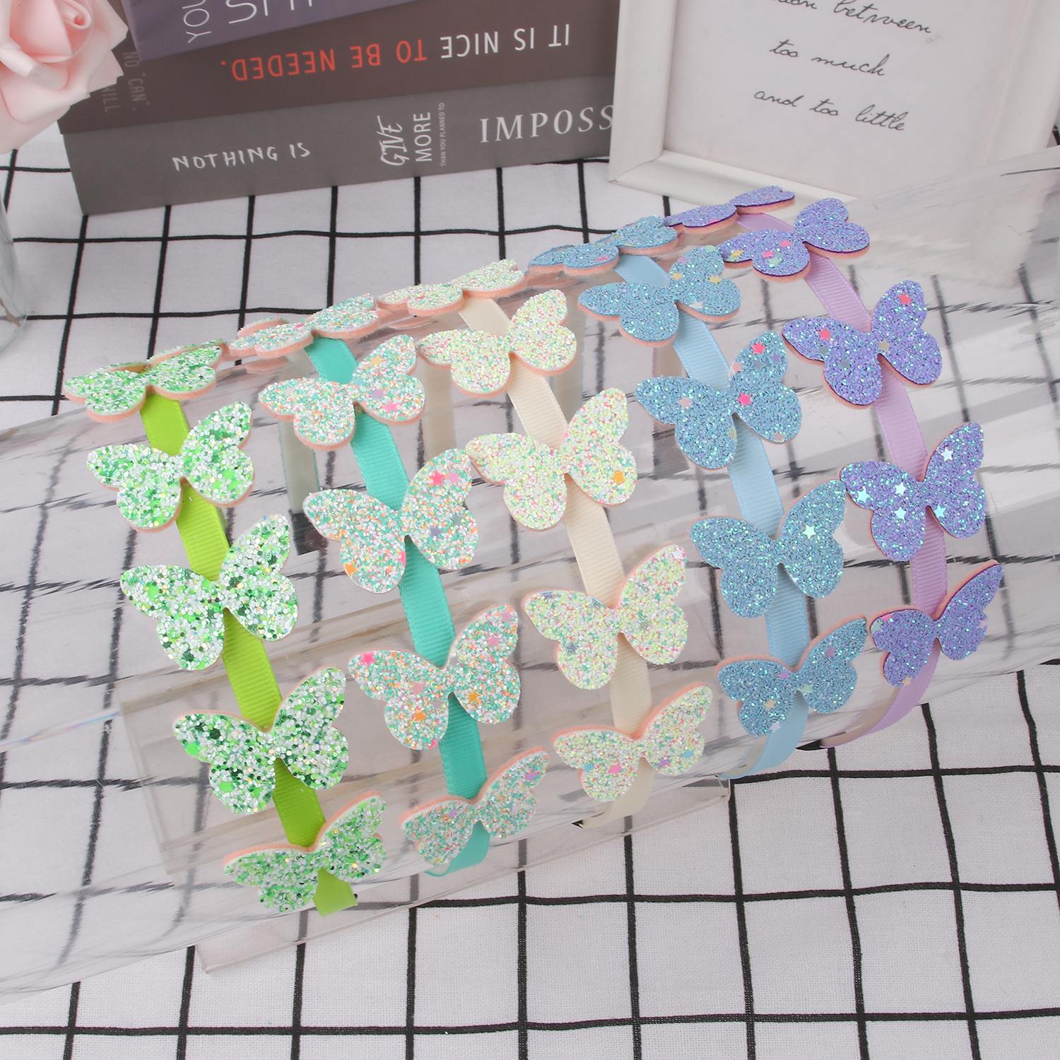 Diademas de mariposa para niñas, diadema brillante con forma de mariposa, diademas con dientes de plástico, accesorios para el cabello para niñas y niños