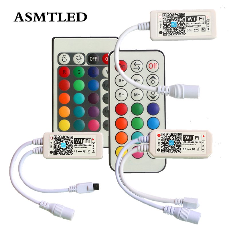 Led bluetooth wifi rgb pixel controller mini  dc12v med 24 nyckel  ir 21 nyckel rf fjärrkontroll för smd 5050 rgb rgbw  ws2812 led strip