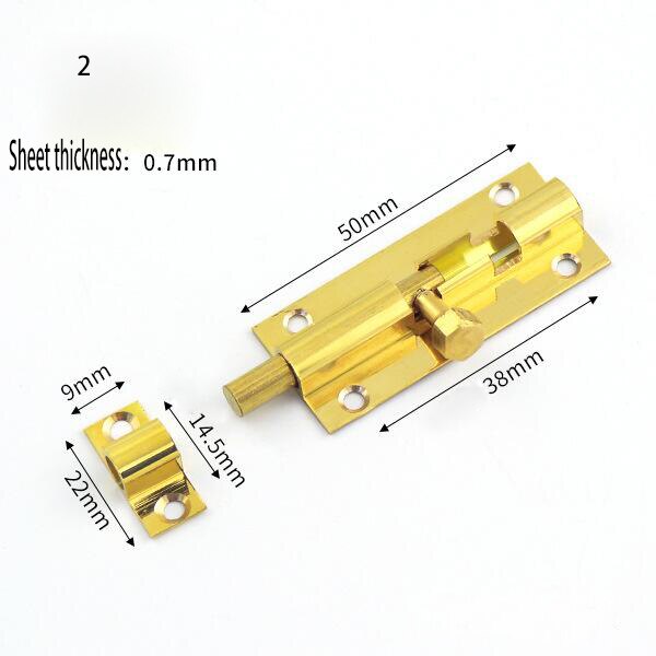 8PCS 1.5/2/3/4/6 Inch Long Golden Brass Door Latch Sliding Lock Bolt Latch Hasp Staple Gate Safety Lock: 2