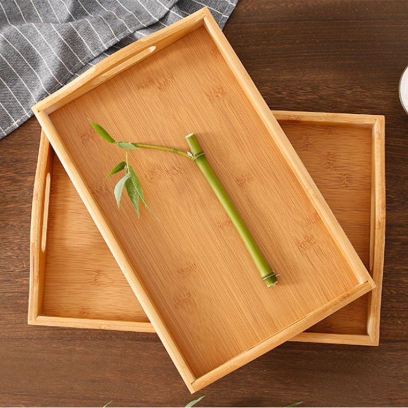Free Ship Serving Tray with Handles Great for Dinner Trays, Tea Tray, Bar Tray, Breakfast Tray, or any Food Tray Bamboo Wooden