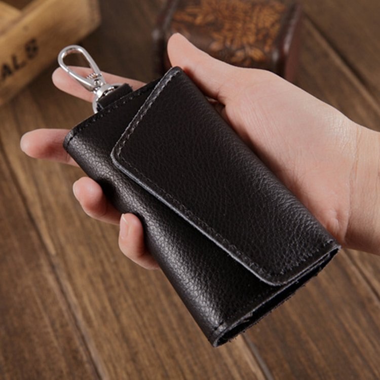 Sleutelhanger mannen vrouwen sleutelhanger organizer etui auto sleutel tas portemonnee huishoudster sleuteletui mini kaarthouder zwart