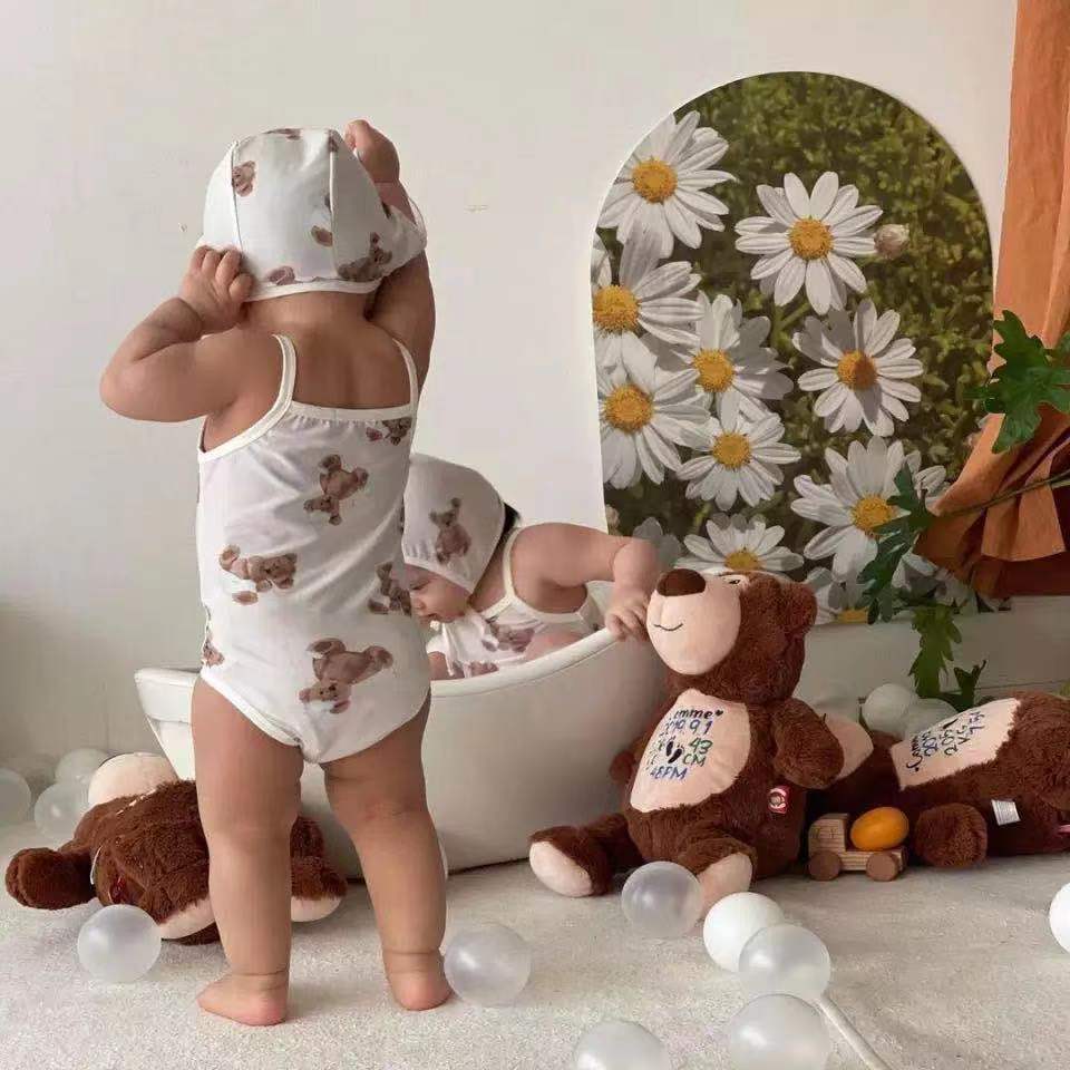 MILANCEL – maillot de bain d&#39;été pour bébés, imprimé ours, avec chapeau, pour garçons et filles, tendance