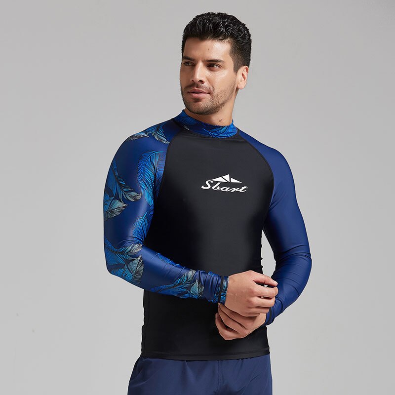 Mannen Rash Guard Tops Lange Mouw Rashguard Swim Shirt Basic Laag Wetsuit Compressie Tight-Fit Surfen Tee Athletic suits