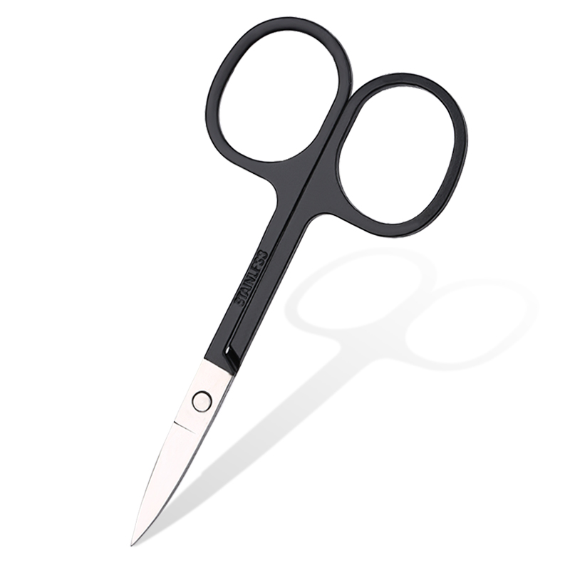 Ciseaux à sourcils en acier inoxydable, coupe-cils, pour le visage, le nez, épilateur, manucure, cuticules, beauté, outils de maquillage, 1 pièces: Black