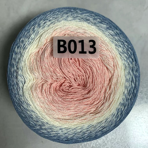 Ovillo de algodón y lino para Tartas, hilo degradado 8 # de encaje Macaron, línea de gelatina de 4 hebras, sección larga teñida, chal de ganchillo, TJ20263, 300G por bola