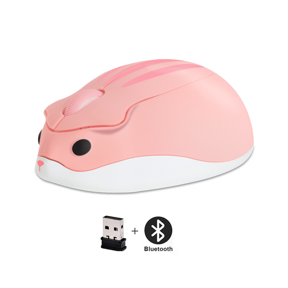Cute 2.4G Wireless Mouse Ergonomic Optical USB Mice Kawaii Cartoon Hamster Mouse For PC Laptop Tablet Computer Kids: Rose Red