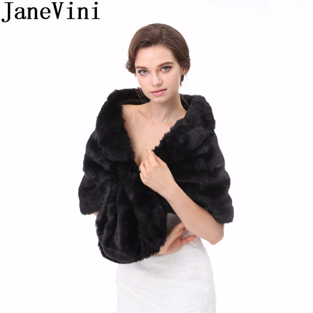 Janevini vinter fuskpäls wrap bolero svart bröllop brudsjal grå vit cape för brudar tillbehör mariage chales boda