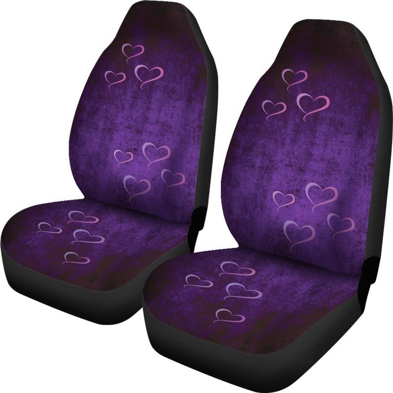 Paars Harten Grunge Auto Stoelhoezen Paar, 2 Front Stoelhoezen, Seat Cover Voor Auto, car Seat Protector, Auto Accessoire
