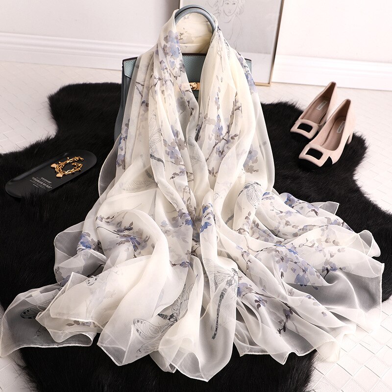 chinese style Classic women silk scarf female scarves ladies beach wrap chiffon shawl sunscreen large bandanna foulard muffler