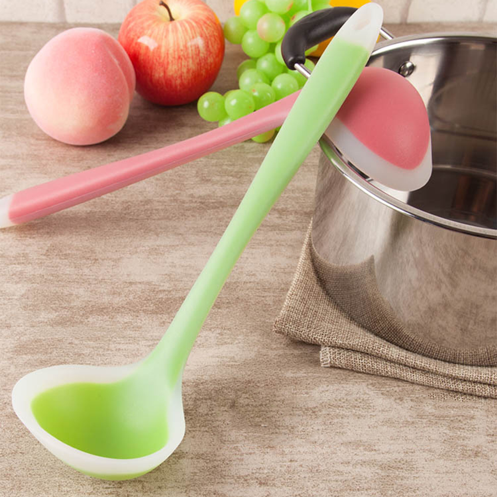 Cuchara sopera de silicona, cocina antiadherente, cucharas de comida grandes, cucharón, mango largo, utensilios de cocina para el hogar