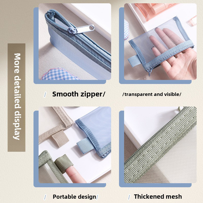 Portable Mini Zipper Quare Mesh Storage Bag,zippered Mesh Cosmetic Bag,small Square Mesh Coin Purse Travel Storage Carry Pouch