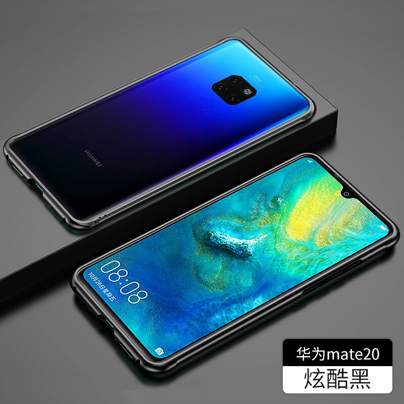 Metal kofanger cover til huawei mate 30 pro mate 20 pro ultra tynd aluminium ramme cover cover til huawei mate 20 pro mate 30 kofanger: Huawei mate 30 pro / Sort