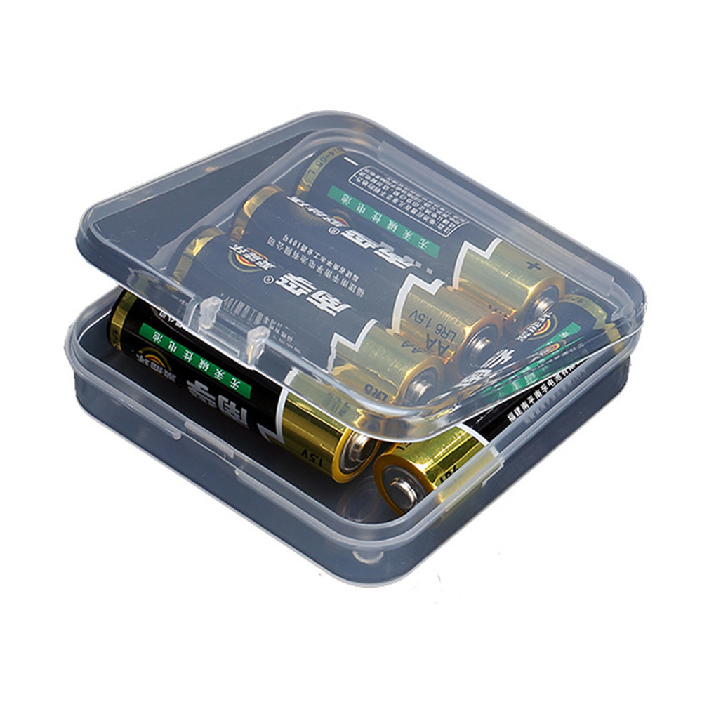 1pc Small Square Transparent Plastic Battery Storage Boxes Finishing Container Packaging Storage Case Organizer for AA