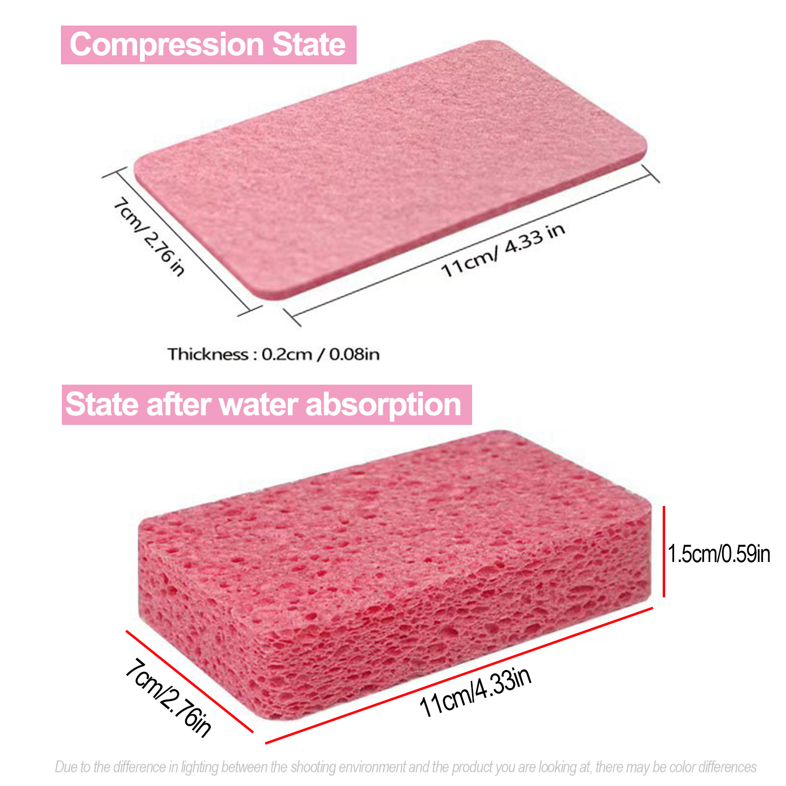 Spugne in cellulosa compressa da 4/12 pezzi Spugna per piatti naturale antigraffio, spugna in cellulosa bifacciale per auto da cucina e bagno