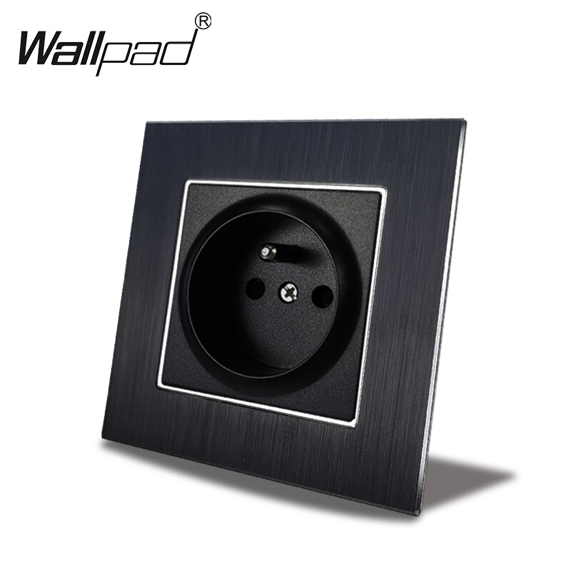 French EU Socket Wallpad 110V-240V AC Metal Chrome Plate 16A French Poland Electric Outlet Wall Plate with Clips