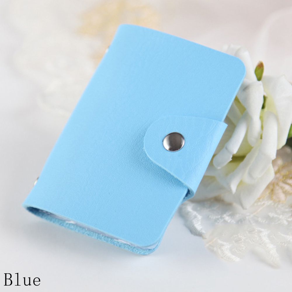 24 Card Slots Business Card Holder PU Leather Plastic Candy Color Korean Passport Bag Cute Card Holder Credit Card Bag: Style 1-blue