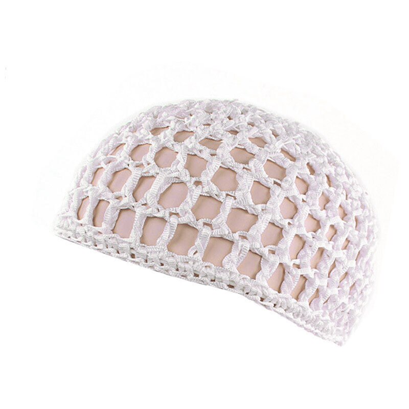 Filet à cheveux en maille pour femmes, bonnet de couleur unie, Turban de nuit pour dormir: WHITE