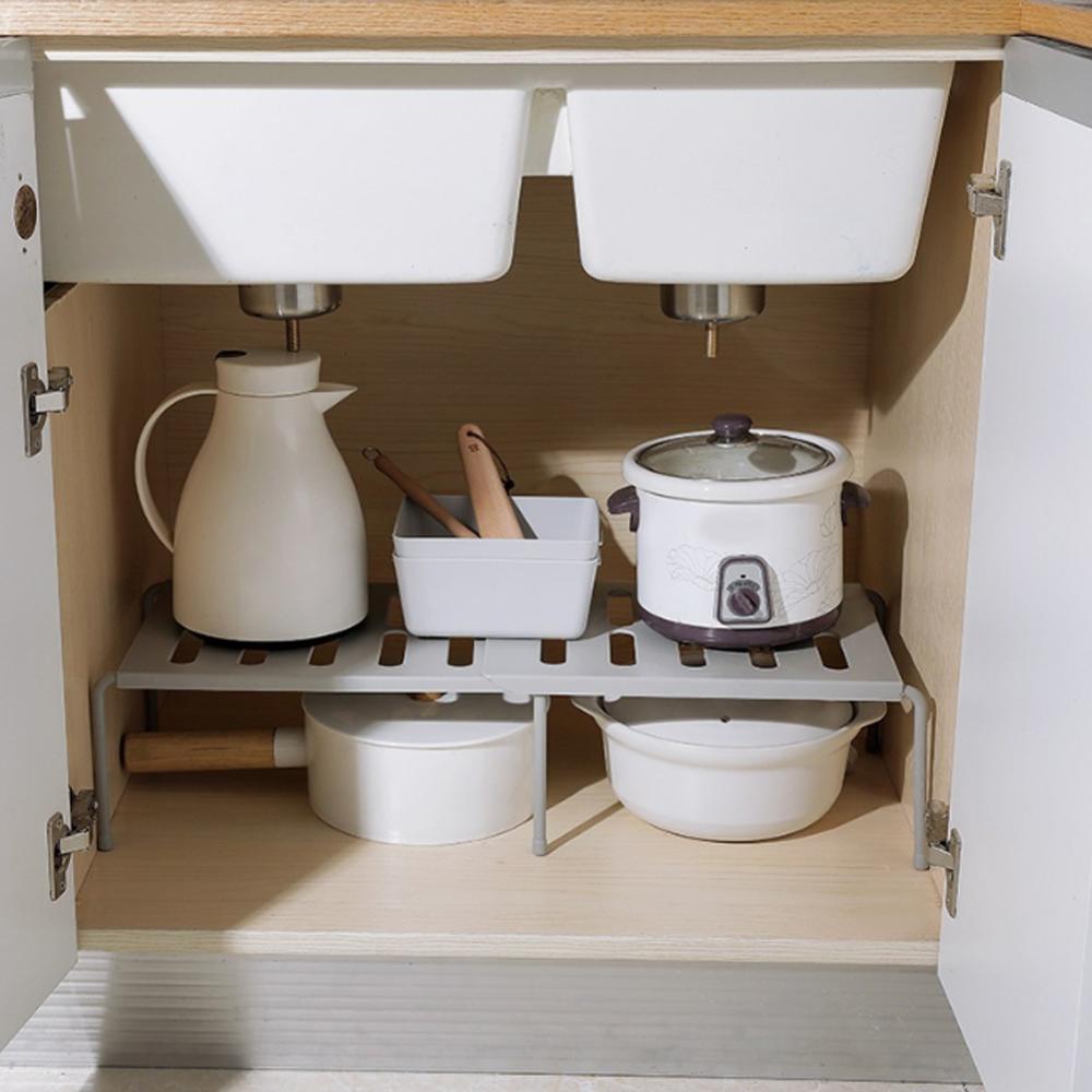 Retractable Shelf Stackable Sliding Rack Organizer Shelfs Kitchen Iron Storage Rack For Cabinets Tableware Countertops For Home