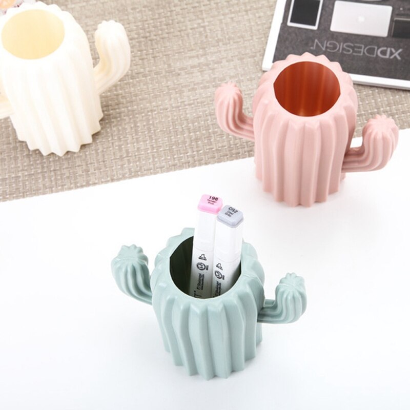 Large Capacity Pen Holder Cute Cactus Pencil Pot Student Desktop Multifunction Storage Box Office Supplies