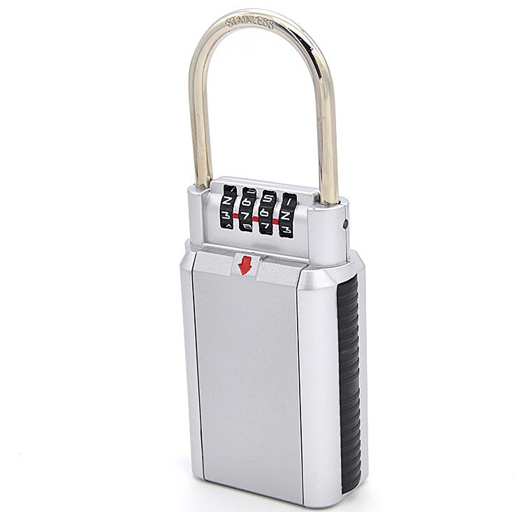 Combination Lock Box Key Storage Lock Box 4-Digit Combination Lock Waterproof Indoor/Outdoor: Silver