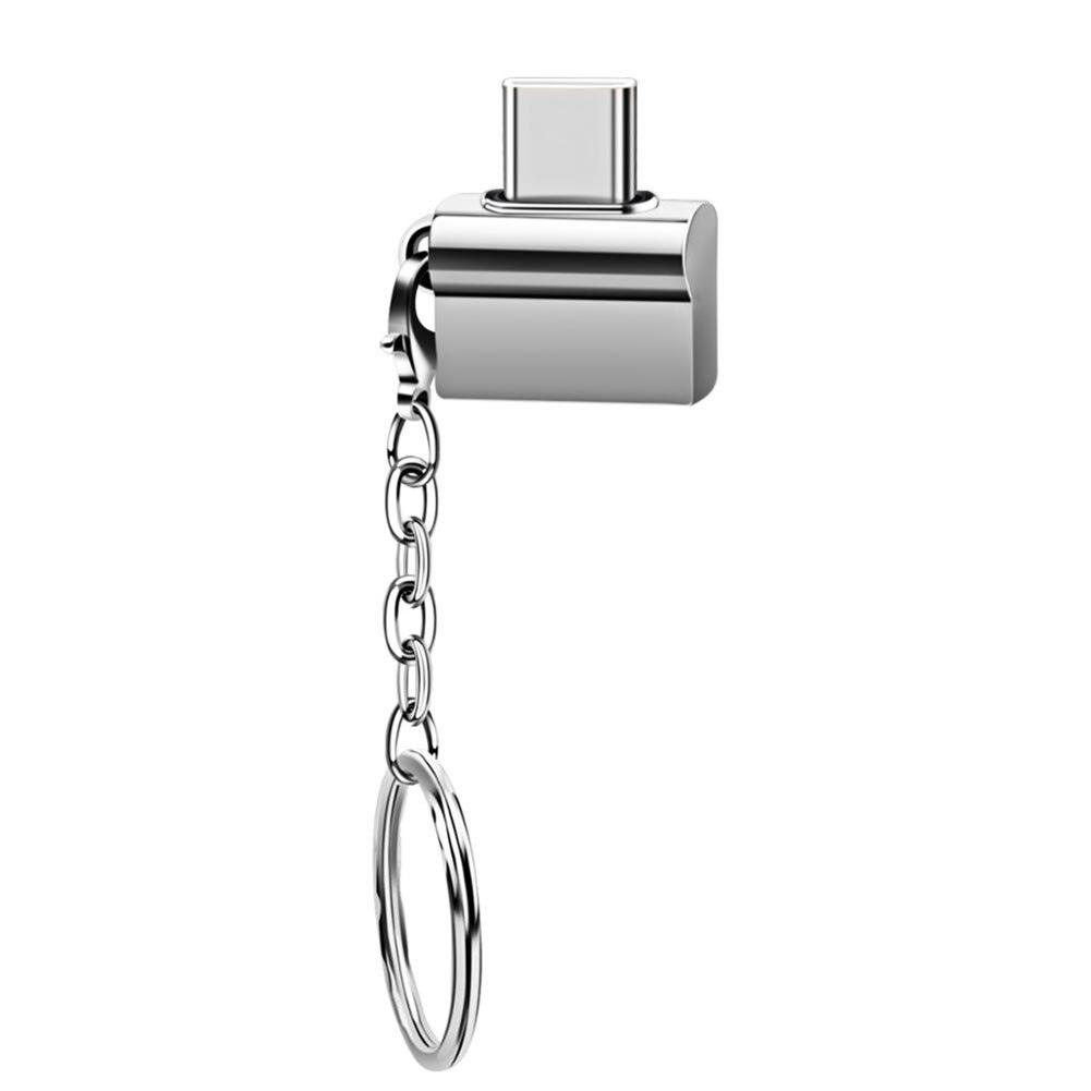 Usb Type C Otg Adapter Type-C Naar Usb Converter Voor Usb C Pd Charger Mouse Keyboard Flash Disk draagbare Sleutelhanger Otg Plug: Zilver