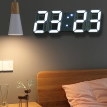 Hooqict 3D Led Digitale Usb Grote Wandklok Modern Home Woonkamer Decor Datum Temperatuur Kalender Alarm Tafel Klok