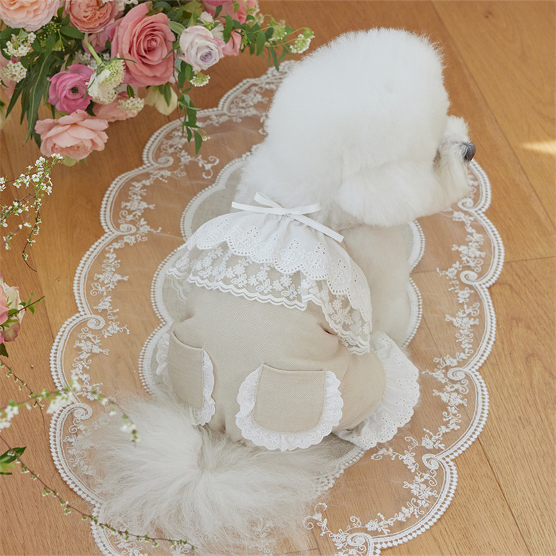 Combinaison en dentelle pour animaux de compagnie, jolie salopette en peluche pour animaux de compagnie, pantalons pour chat, vêtements pour chiots, pyjama pour petits chiens, printemps et été