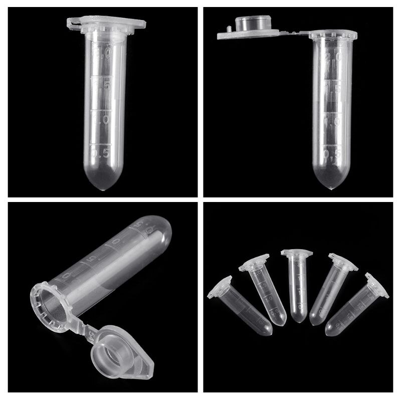 100Pcs 2ml Clear Plastic Vials Container Snap Cap Centrifuge Tubes Vials Sample Lab Container R66F