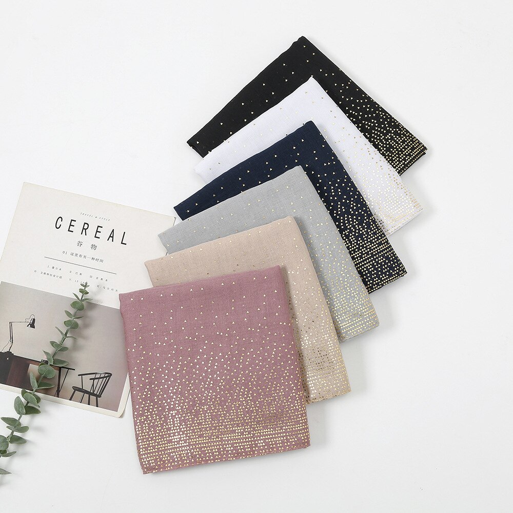 Women Lurex Glitter Gold Dot Shimmer Scarf Plain Solid Viscose Scarves Shawls Muslim Hijab Wrap Pashmina Stole 180*80Cm