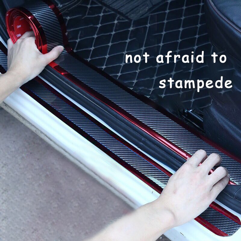 Auto Stickers Anti Scratch Deurbeschermer Rubber Strip Koolstofvezel Auto Drempelbescherming Bumper Film Sticker Auto Styling
