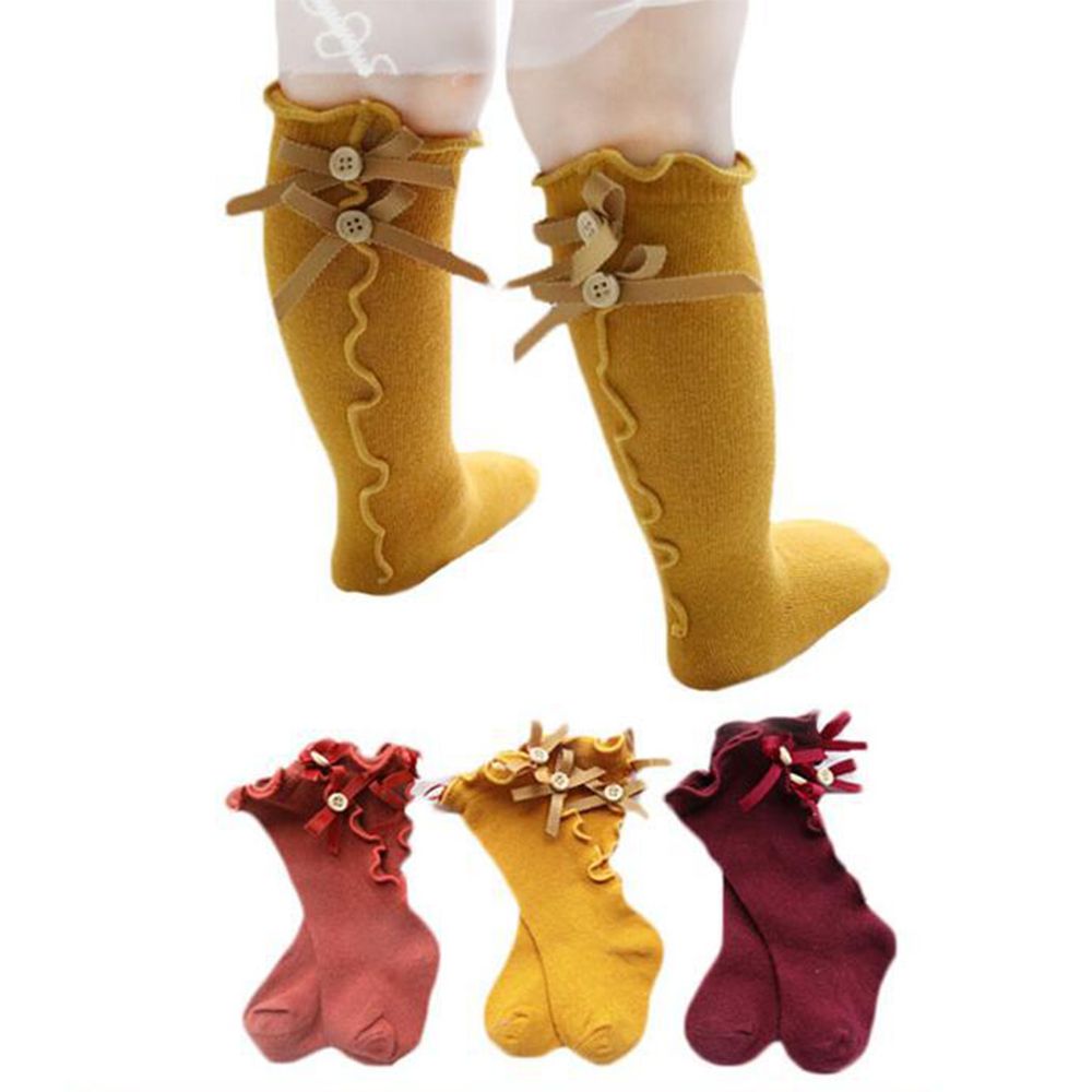 Coton bébé genou chaussettes hautes bébé bébé arcs volants longues chaussettes enfant en bas âge princesse filles chaussette pour 0-3Y