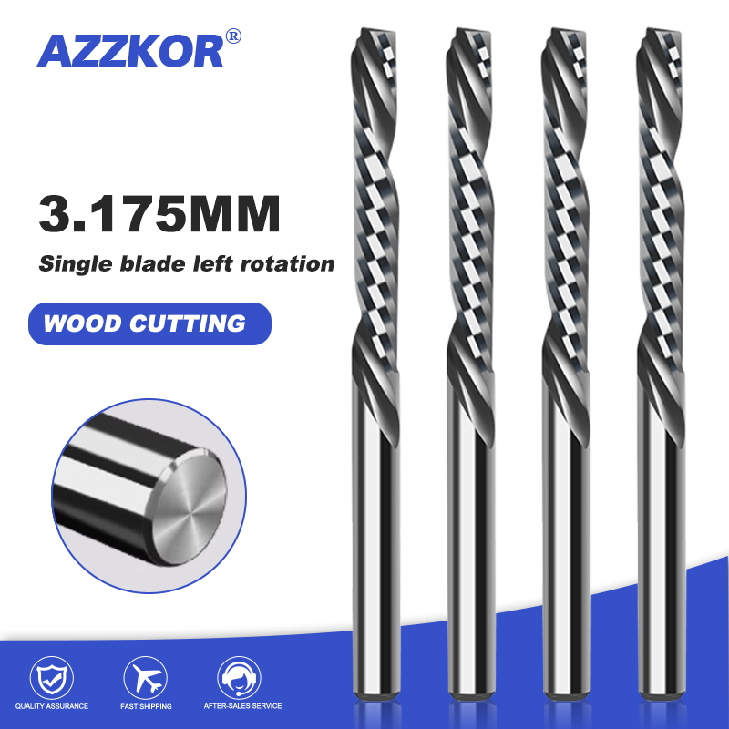 Single Blade Compound Cutter Spiral Milling Cutter Veneer MDF Solid Wood Cutting AZZKOR Computer Engraving Machine Tool