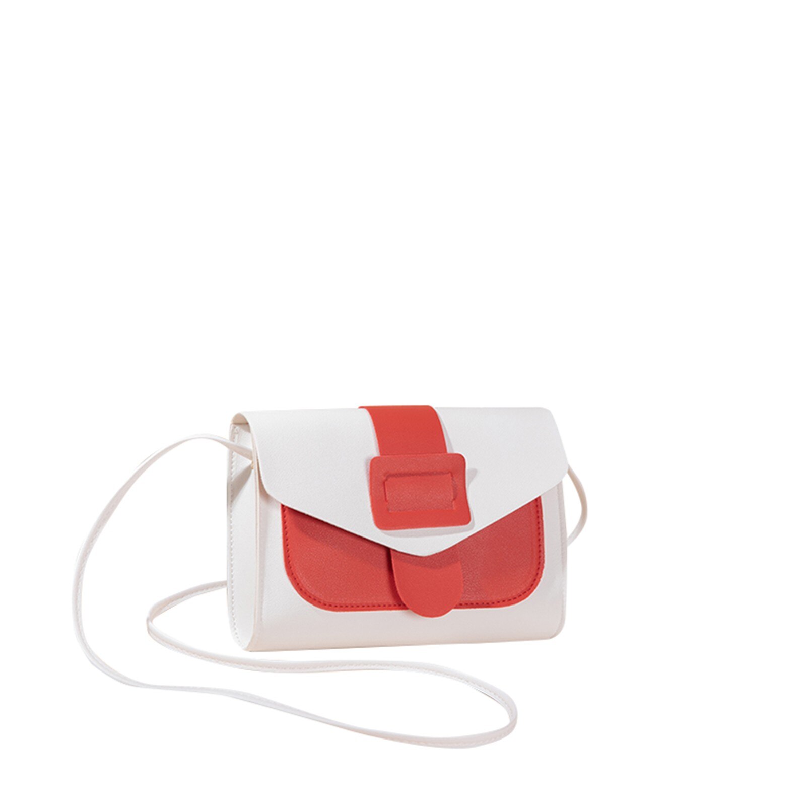 Kontrast Farbe Leder Umhängetaschen Für Frauen Reise Handtasche Einfache Schulter Bote Tasche Damen Umhängetasche Bolso # np30: Rot