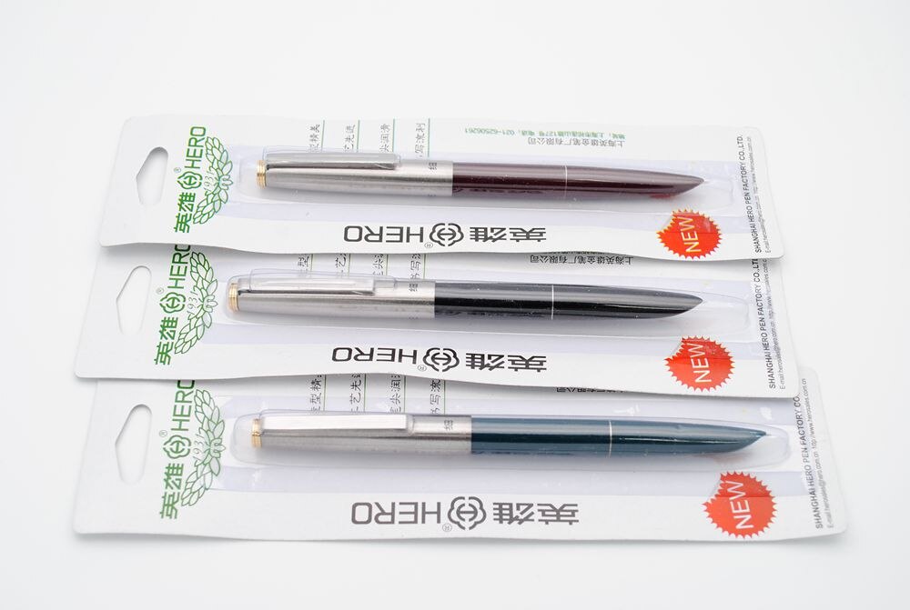Hero 329 Fountain Pen 0.38mm Nib Ink Pen (Lot 3 in Different Colors)