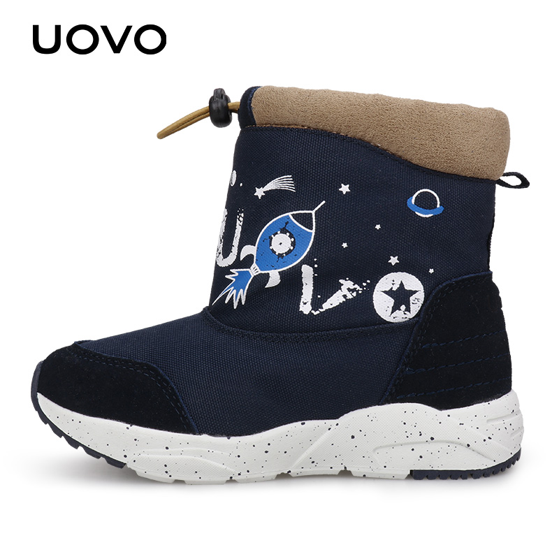 Kids Warme Snowboots UOVO Elastische Band Kinderen Waterafstotend Winter Laarzen Kleine Jongens En Meisjes Laarzen Eur #25-33