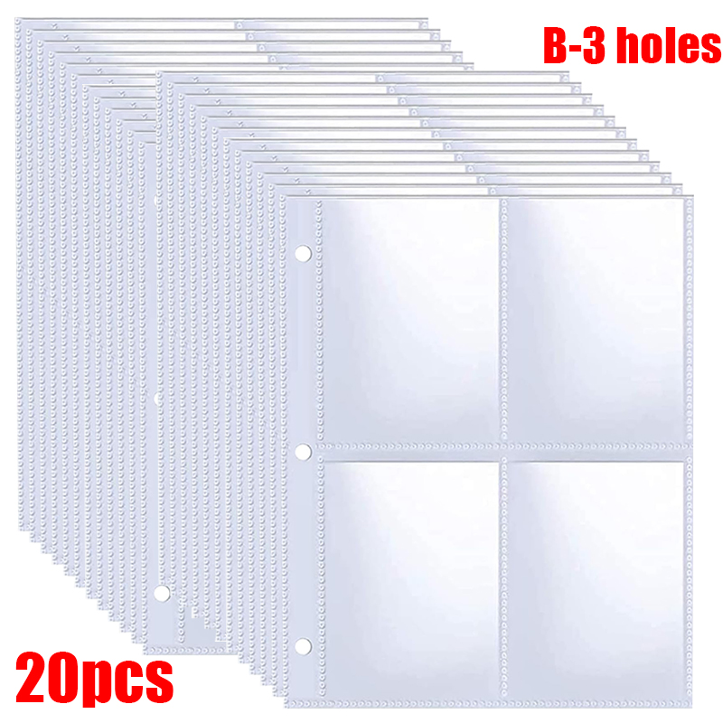 5/50pcs 4-Pocket Binder Photocards Holder Binder Background Paper Kpop Photo Album 6/3 Holes Inner Page Photo Card Binder Sleeve: WHITE