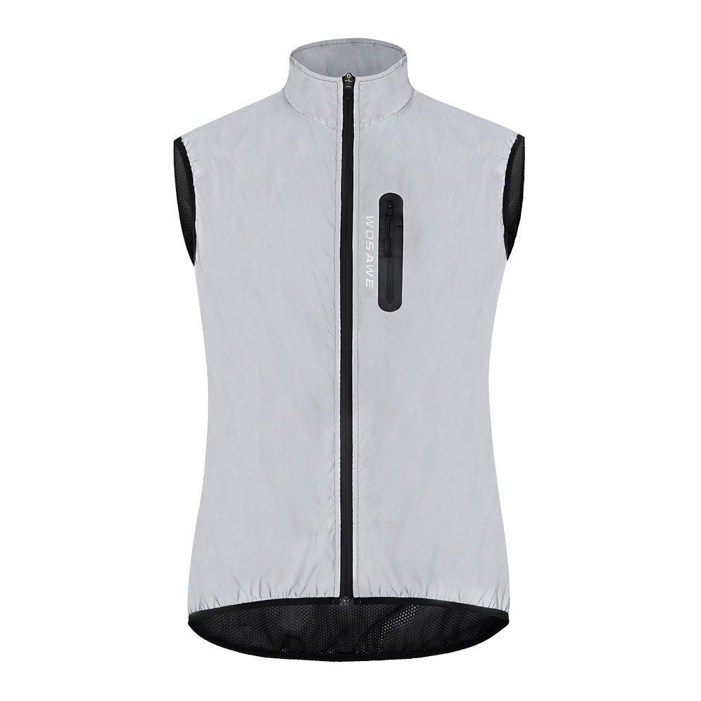 WOSAWE-Chaqueta de ciclismo segura, cortavientos de alta visibilidad, mezcla de colores fluorescentes y paneles plateados reflectantes