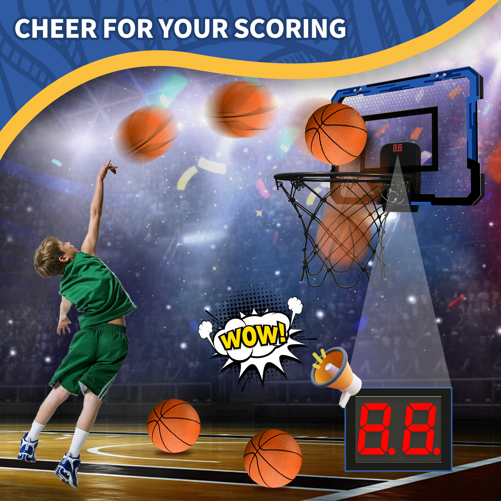 Sportspielzeug für Kinder, Basketballbälle, Spielzeug für Jungen und Mädchen ab 3 Jahren, Wandtyp, faltbarer Basketballkorb, Überwurf, Outdoor-Indoor-Spiele